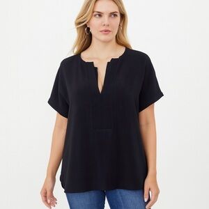 Lafayette 148 Silk Top Size Large Black Quiet Luxury Old Money Classic